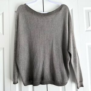 Gigi Moda Made in Italy Metallic Knit Batwing Sweater Zip Back Gray S/M Holiday